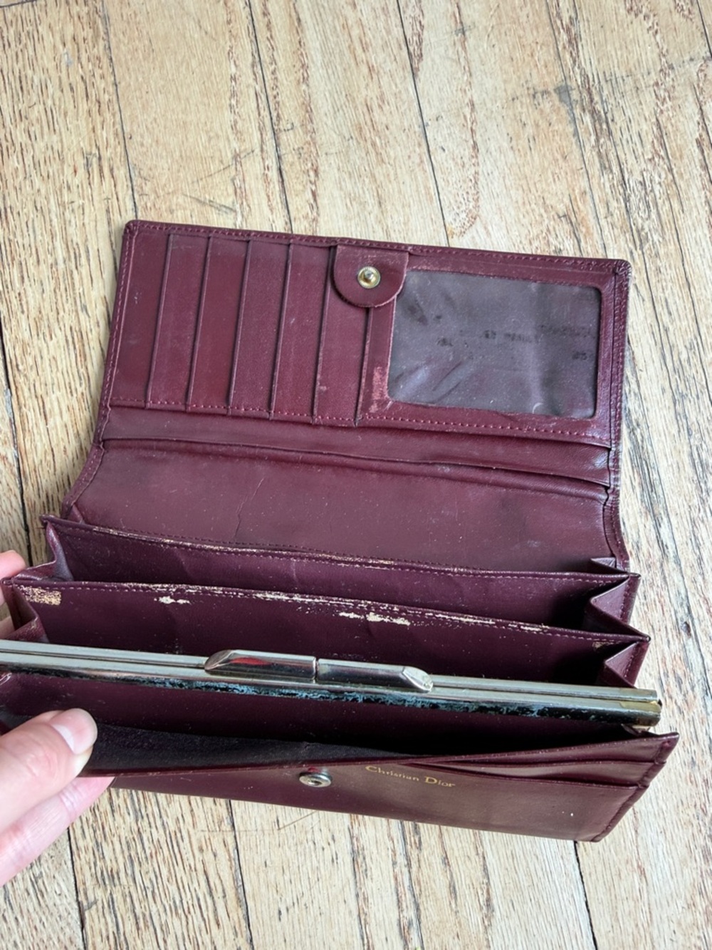 Dior Vintage Burgundy Leather Continental Wallet - Picture 3 of 5